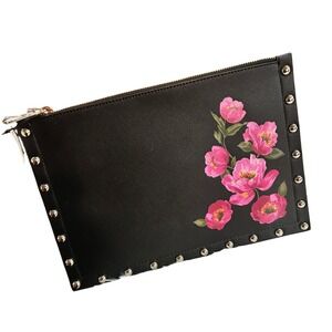 White House Black Market Floral‎ Studded Embellished Pouch Clutch